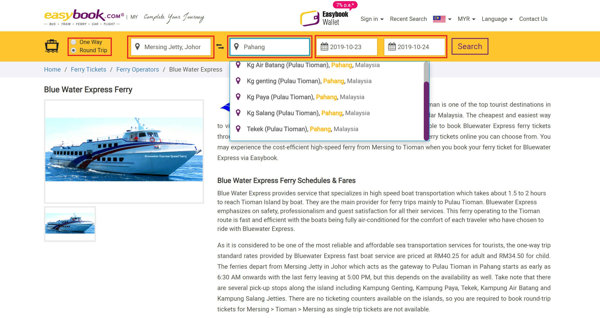 Buy Bluewater Express Ticket To Tioman Island Online Via Easybook - 1