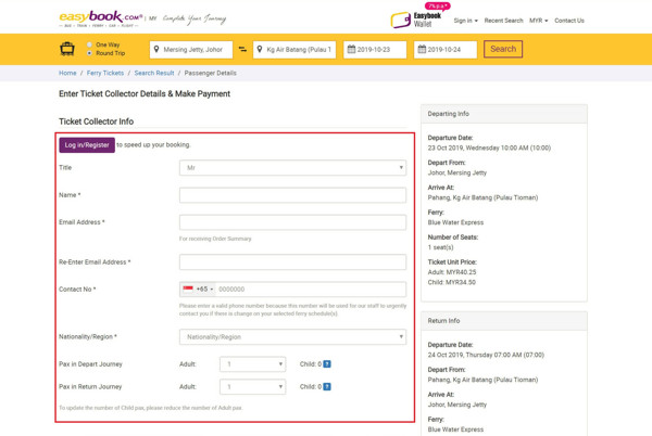 Buy Bluewater Express Ticket To Tioman Island Online Via Easybook - step 3