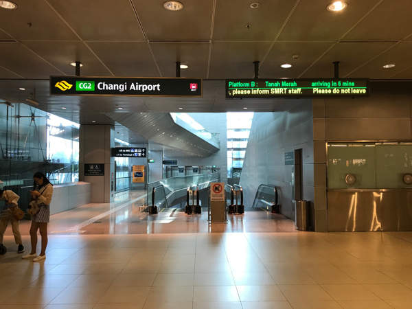 Escalator To Changi Airport MRT Station (CG2) At Terminal 2
