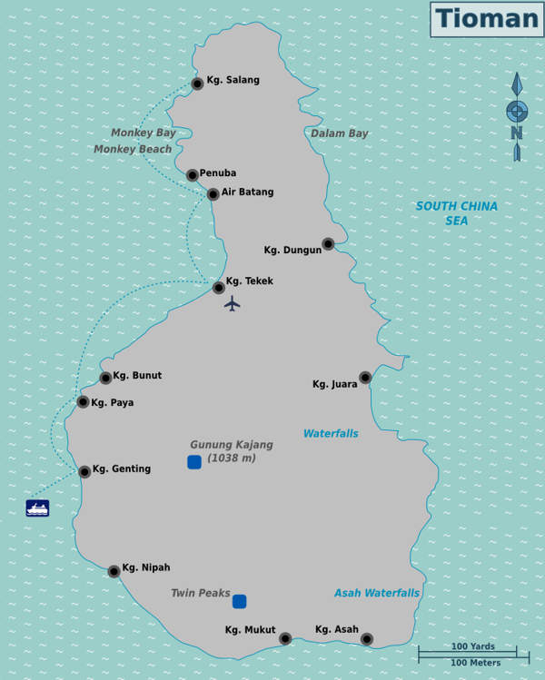 Ferry Route To Tioman Island Map