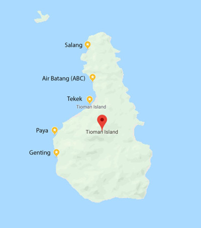 Location of Tioman Island Jetties