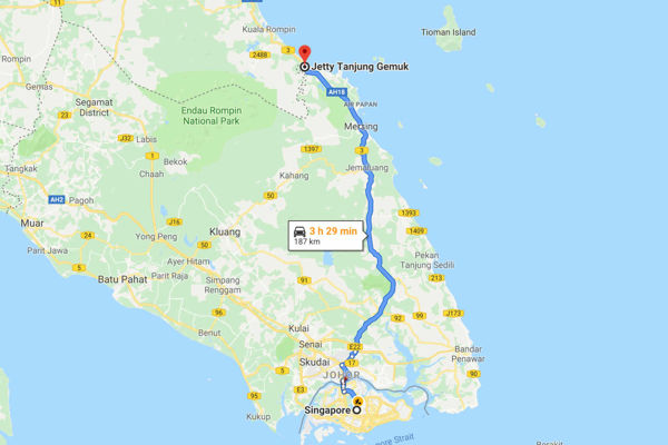 Singapore To Tanjung Gemok Jetty - Route 1